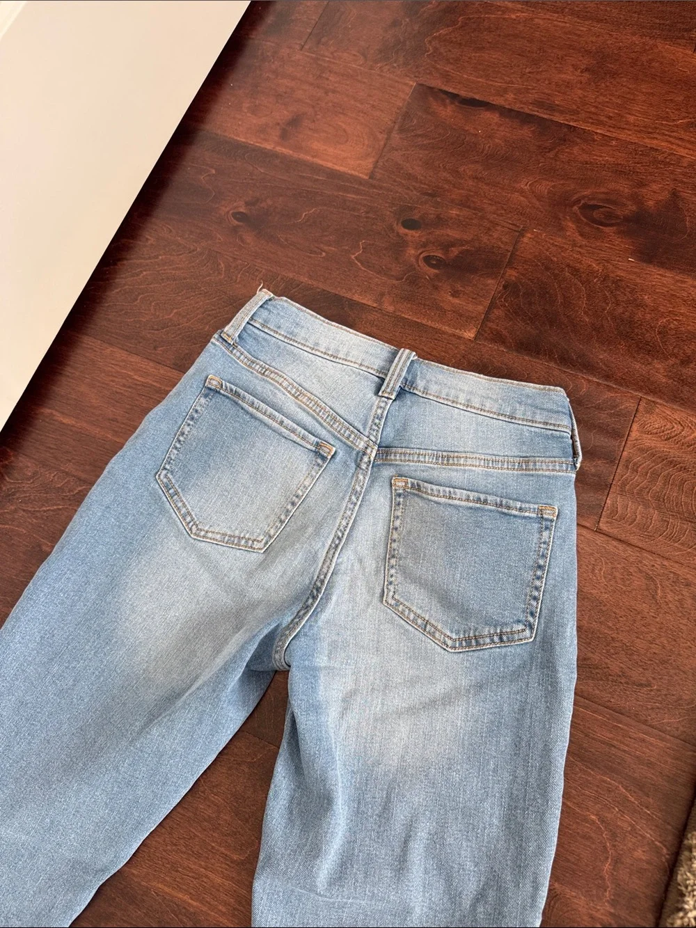 Old Navy Girls O.G Straight Leg Jeans Fray Bottom Hems Adjustable Waist, sz 12